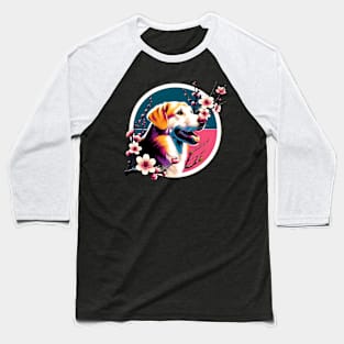 Joyful Danish-Swedish Farmdog Amidst Spring Cherry Blossoms Baseball T-Shirt